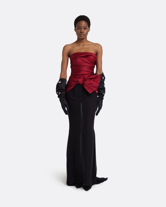 Elda Gloves in Black with Crystal