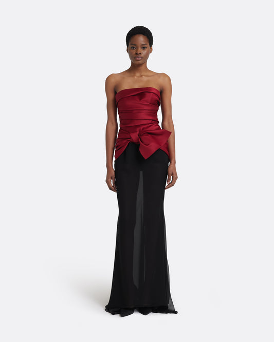 Zafira Long Dress in Swinton and Black