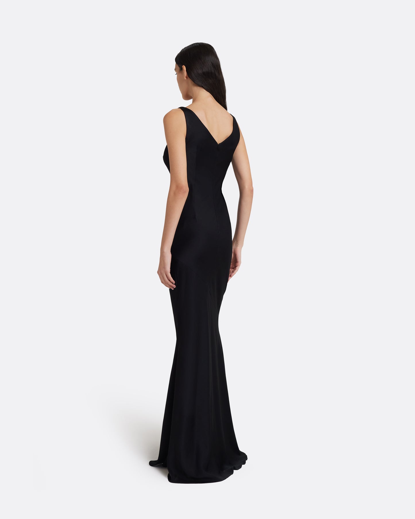 Mela Long Dress in Black with Gunmetal