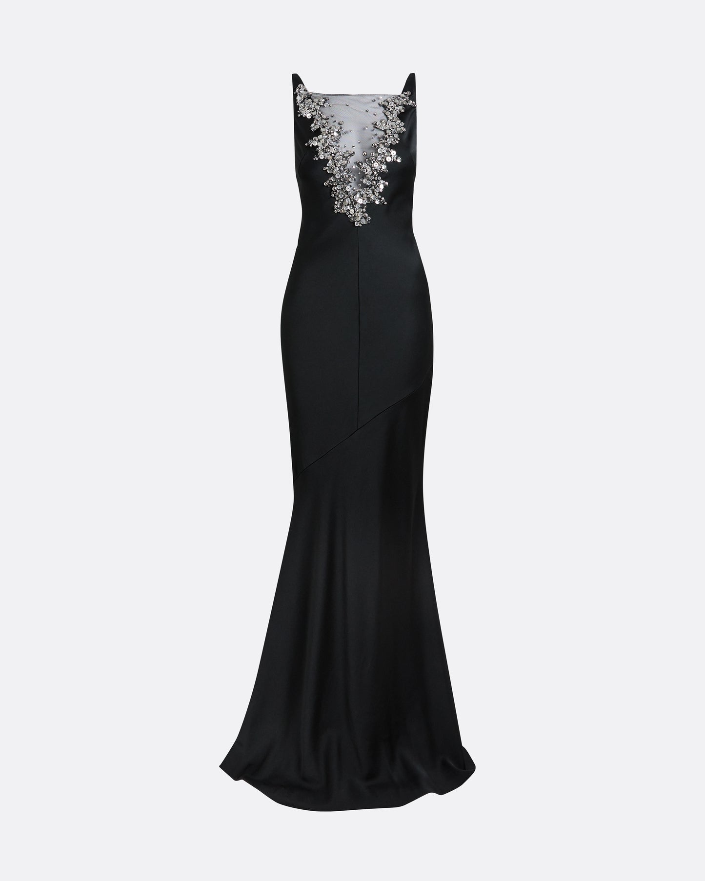 Mela Long Dress in Black with Gunmetal