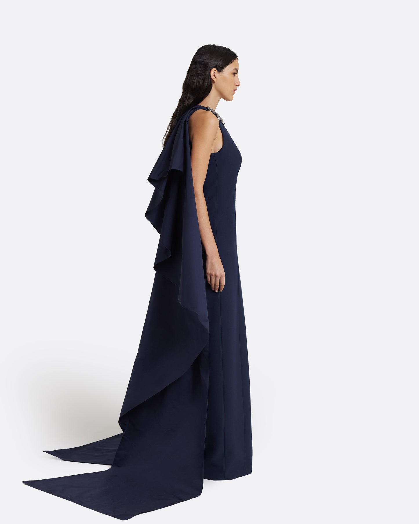 Selena Long Dress in Maritime Blue with Gunmetal