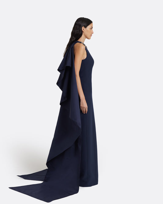 Selena Long Dress in Maritime Blue with Gunmetal