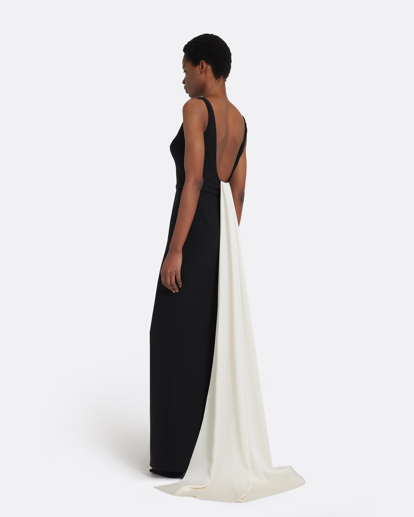 Delphine Long Dress in Black and Sorbet