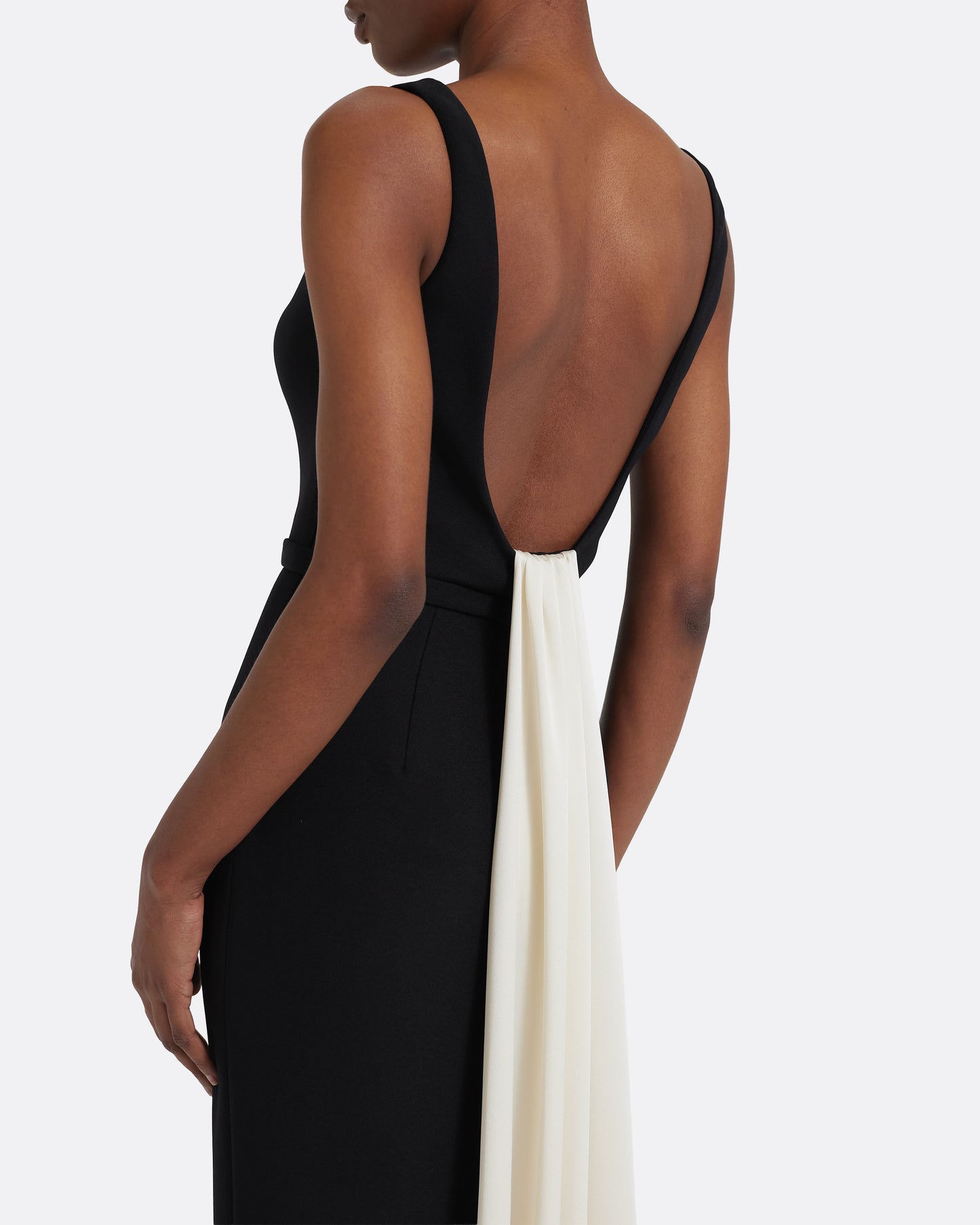 Delphine Long Dress in Black and Sorbet