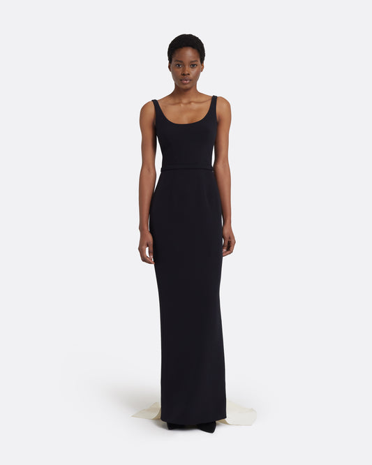Delphine Long Dress in Black and Sorbet