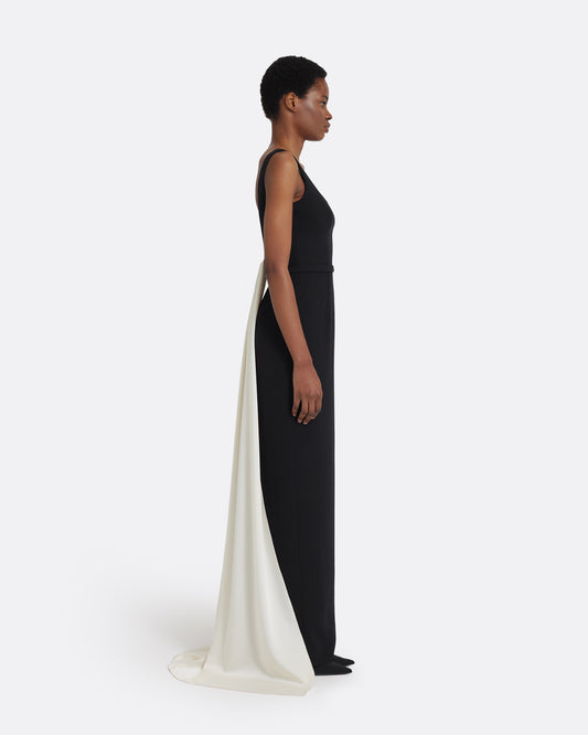 Delphine Long Dress in Black and Sorbet