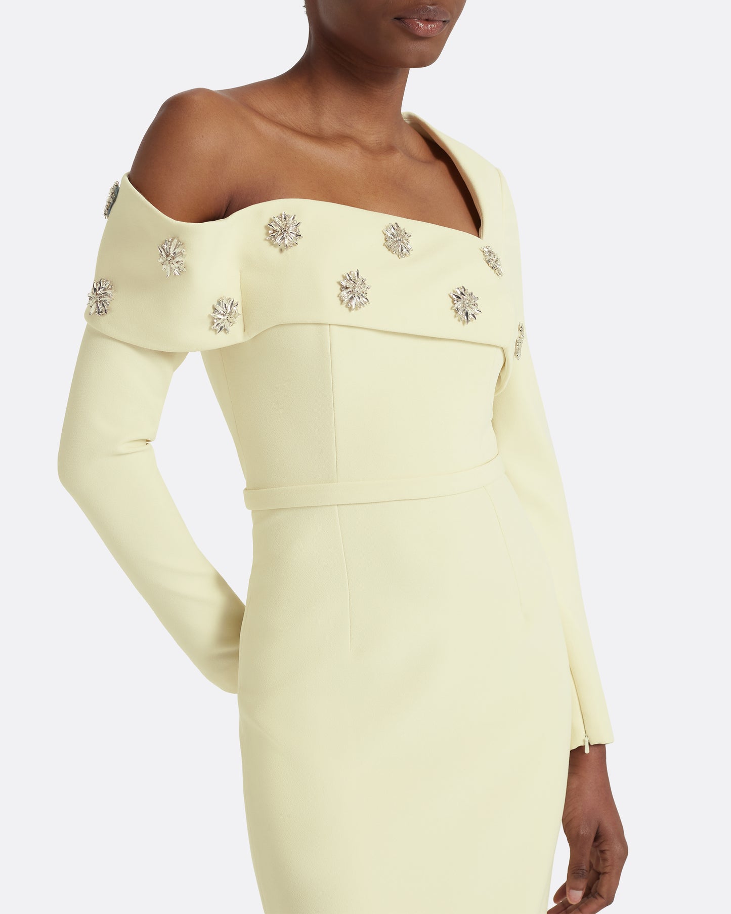 Yemihma Long Dress in Buttermilk with Embroidery