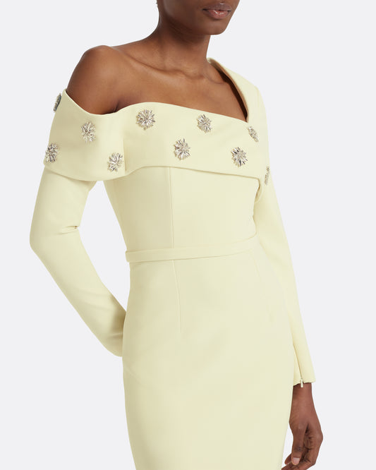 Yemihma Long Dress in Buttermilk with Embroidery