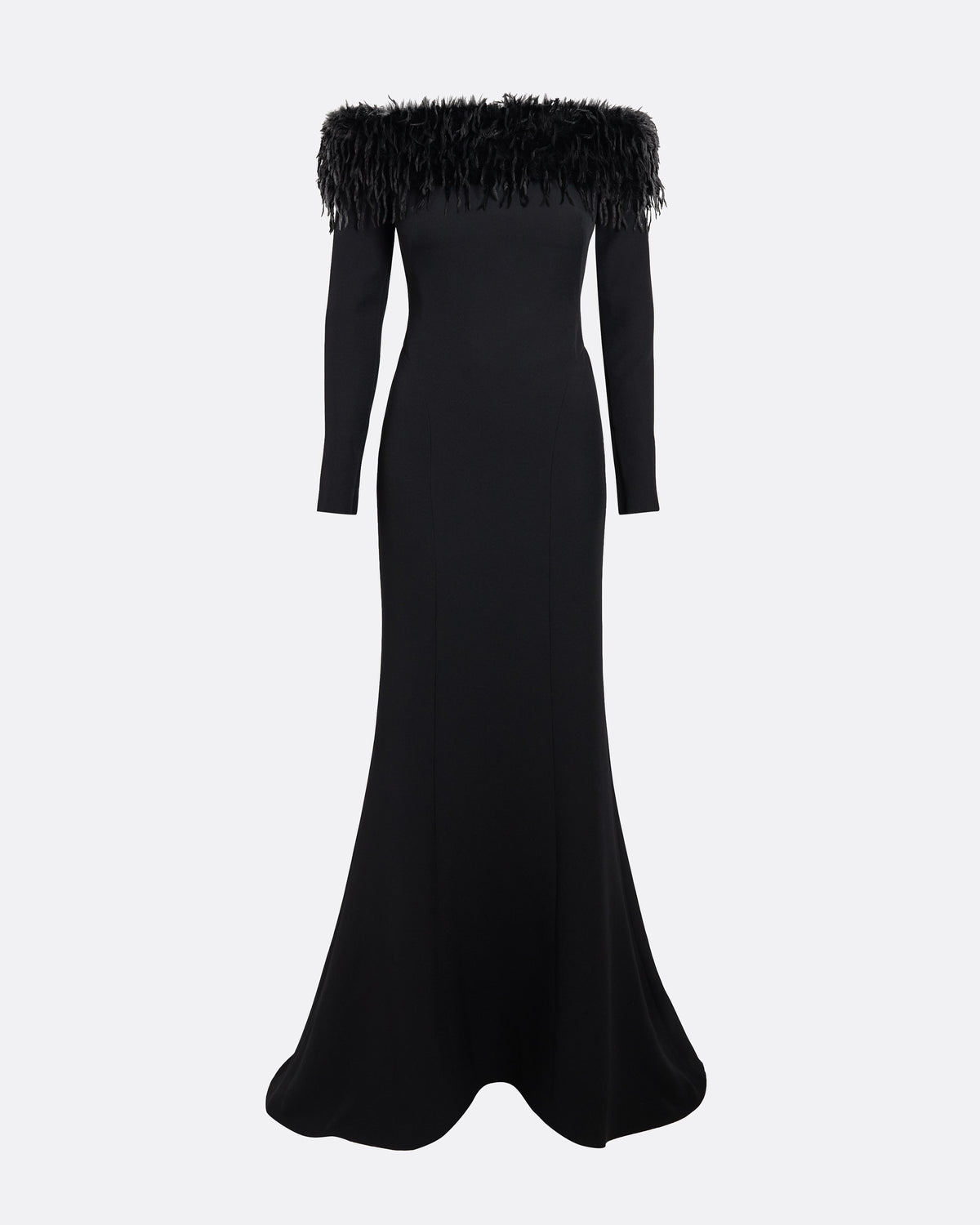 Swoosie Long Dress in Black with Fur