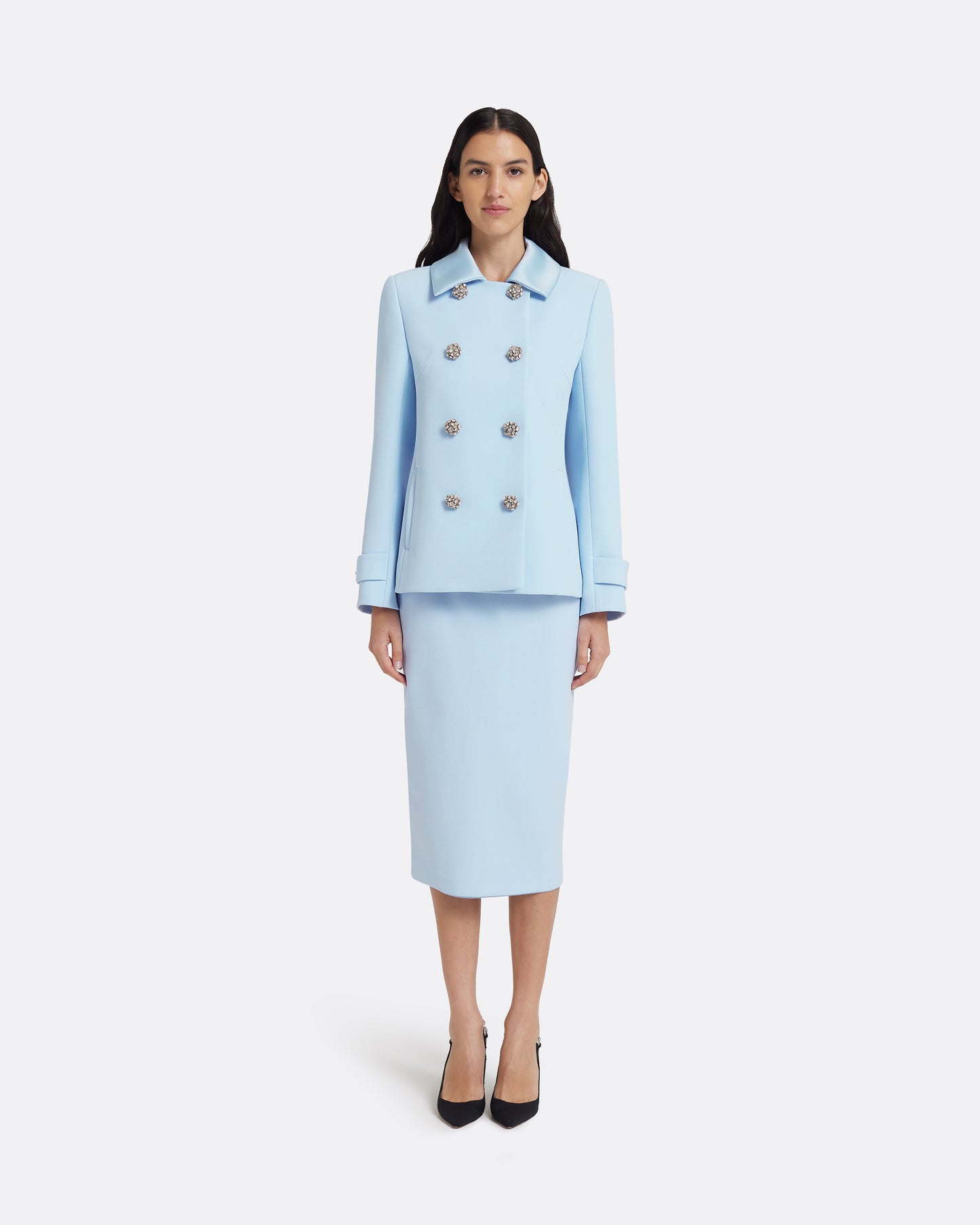 Chiabella Jacket in Pale Blue with Crystal