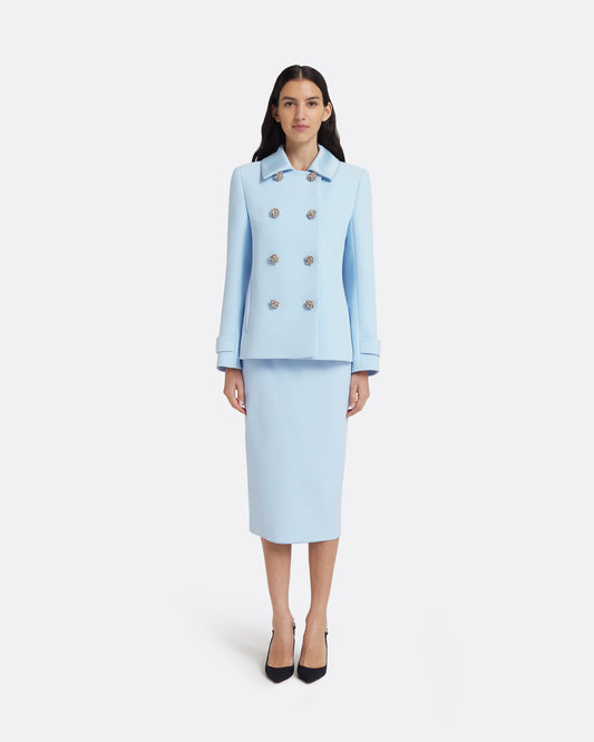 Chiabella Jacket in Pale Blue with Crystal