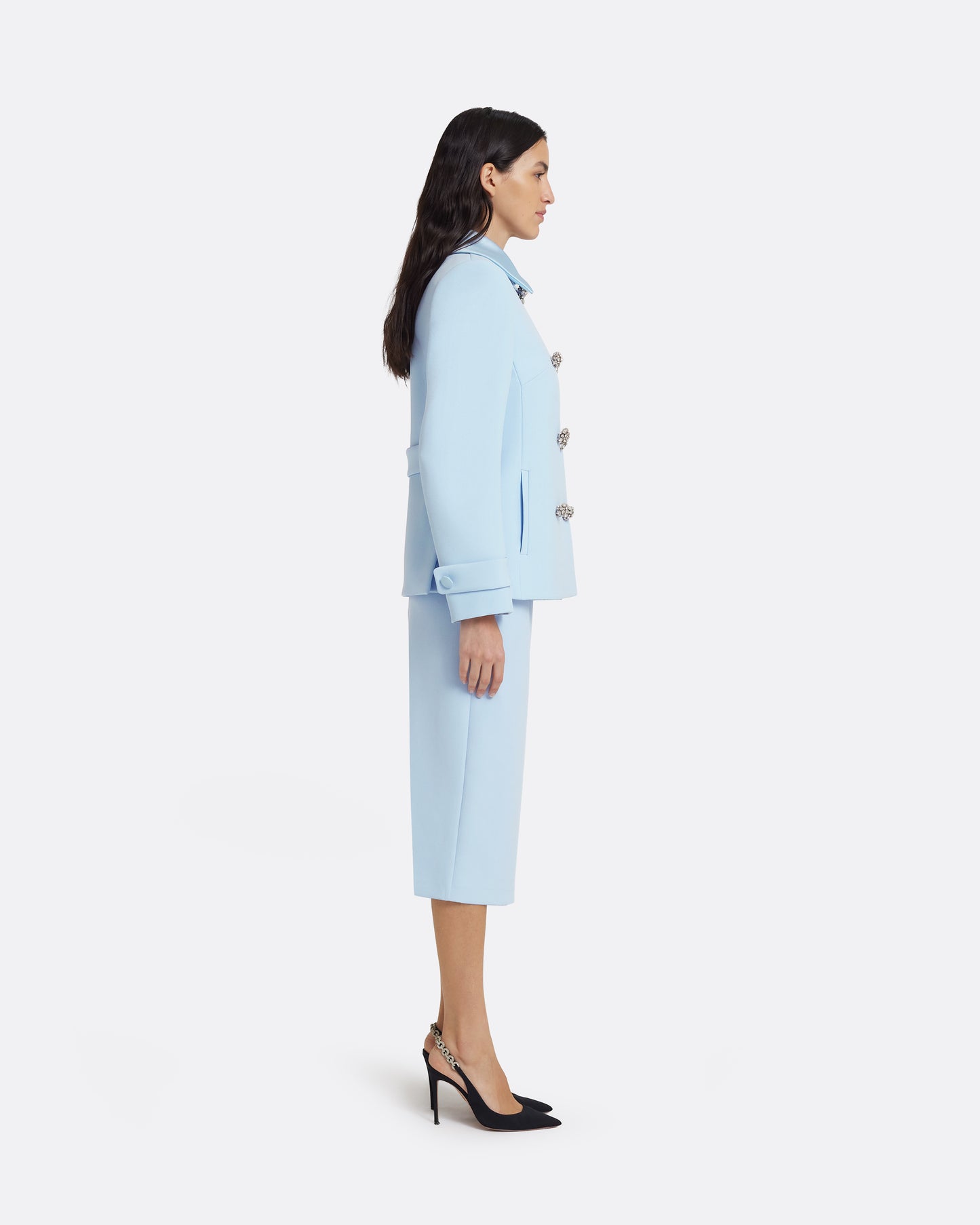Chiabella Jacket in Pale Blue with Crystal