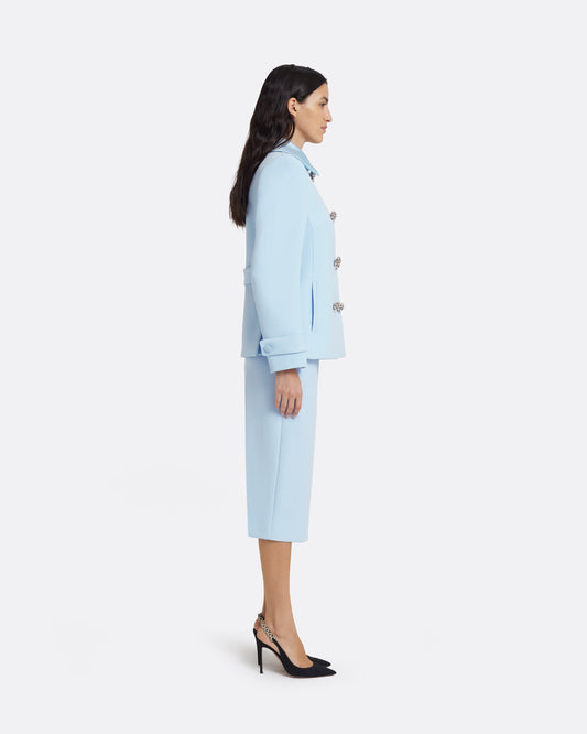 Chiabella Jacket in Pale Blue with Crystal