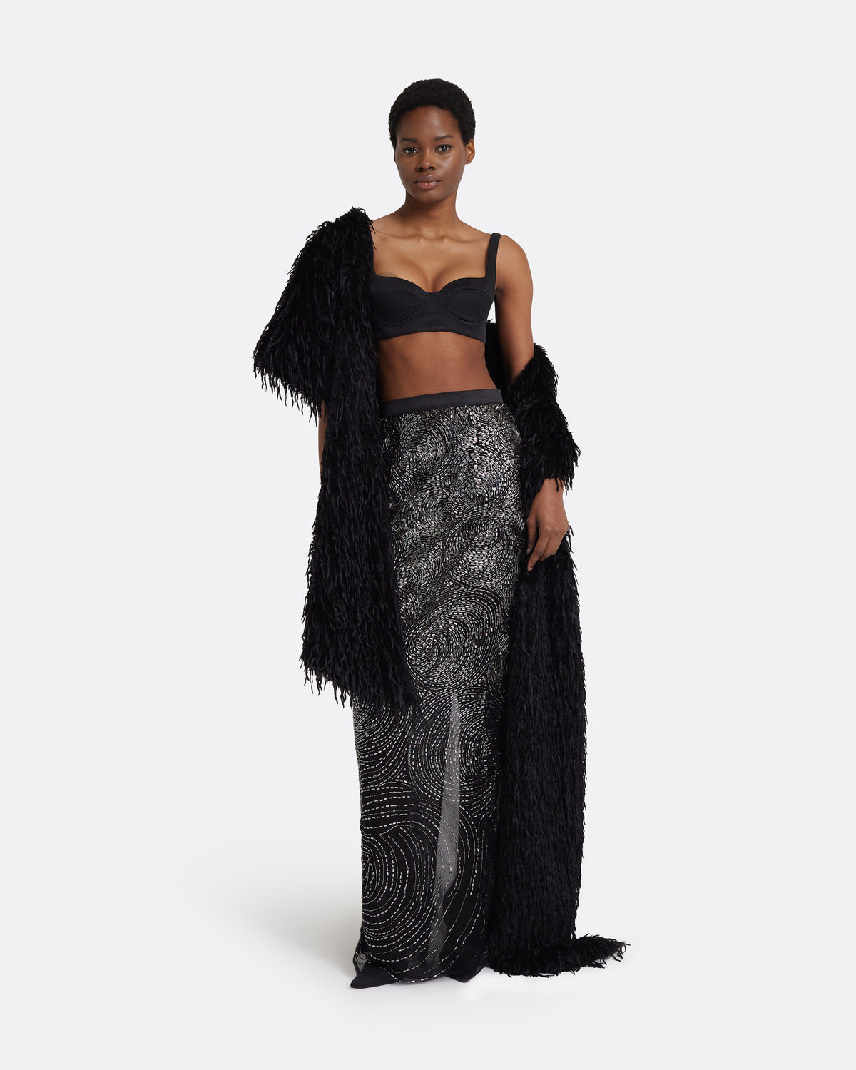 Katoucha Embellished Skirt in Black