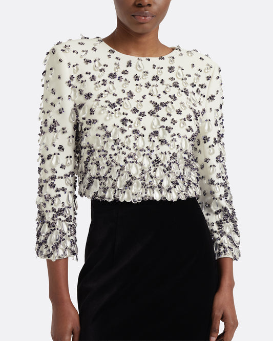 Astra Top in Ivory with Embellishment
