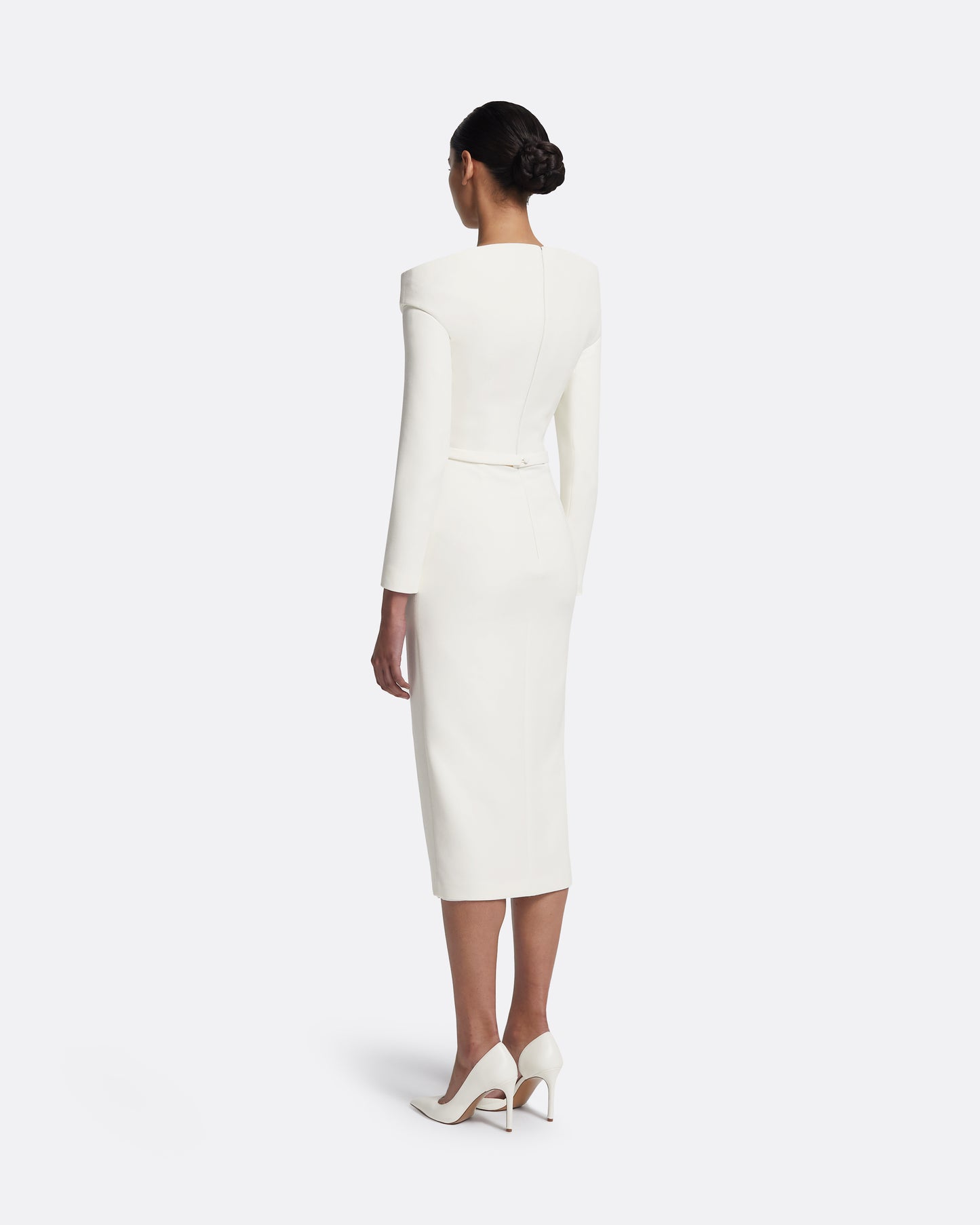 Asuman Midi Dress in Ivory with Pearl Embroidery