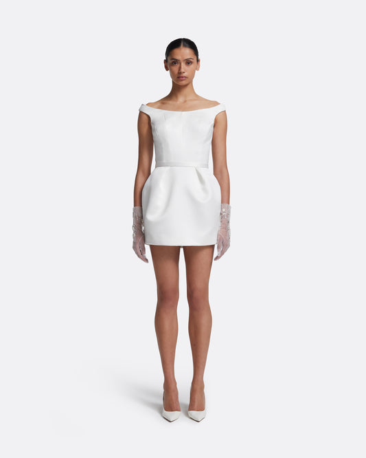 Senka Short Dress in Porcelain