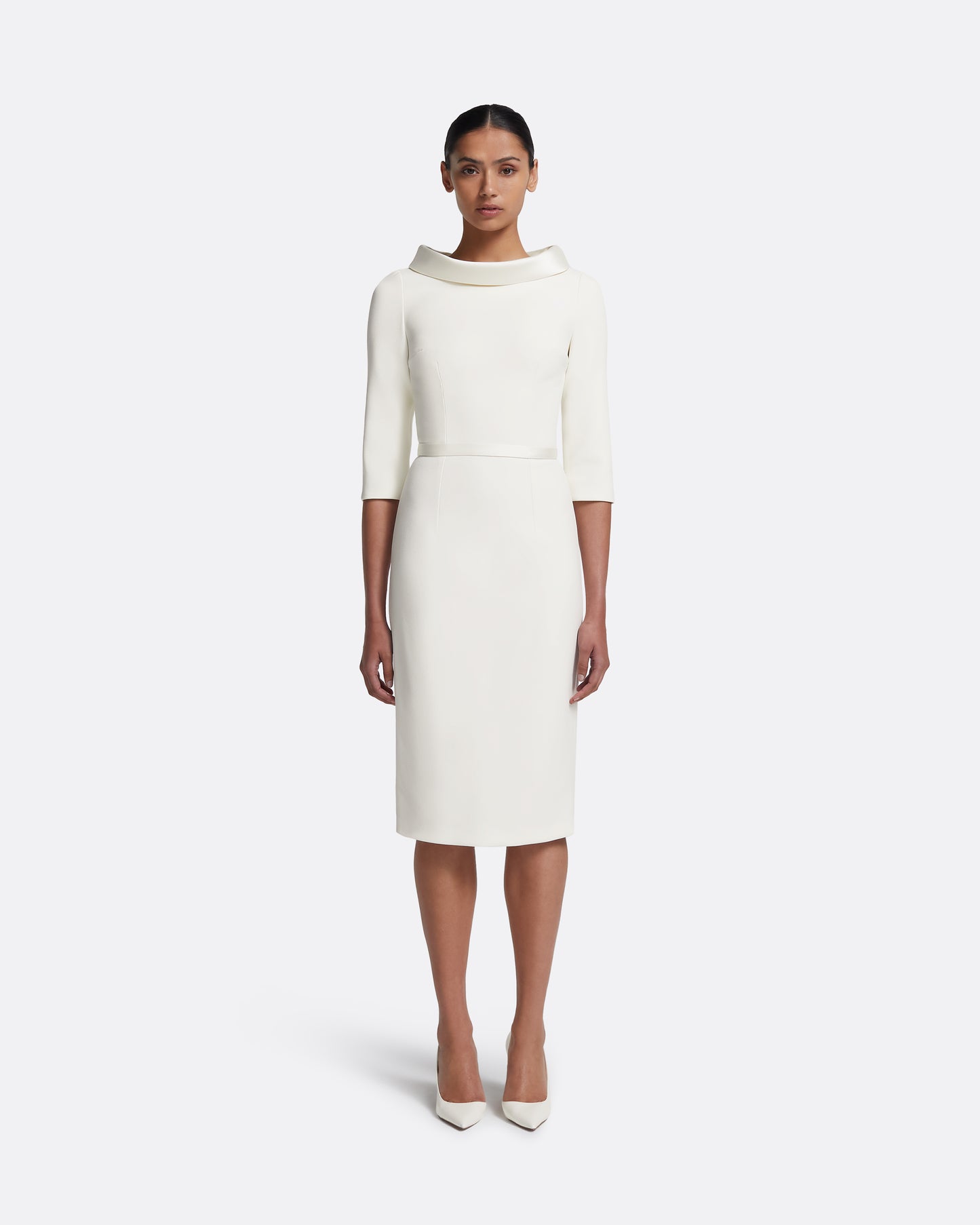Meryl Midi Dress in Ivory Safiyaa London Meryl Midi Dress in Ivory Safiyaa London