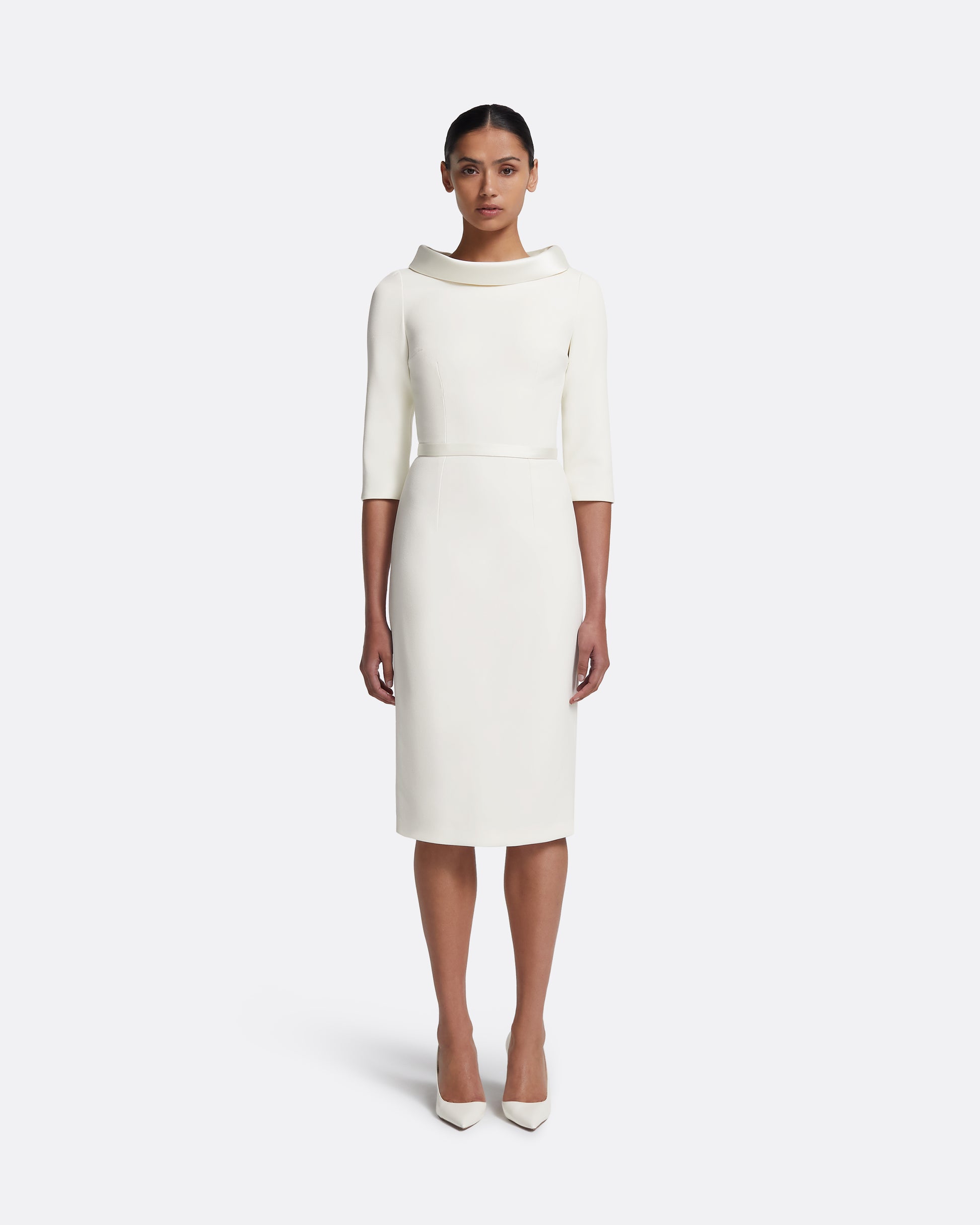 Meryl Midi Dress in Ivory Safiyaa London Meryl Midi Dress in Ivory Safiyaa London