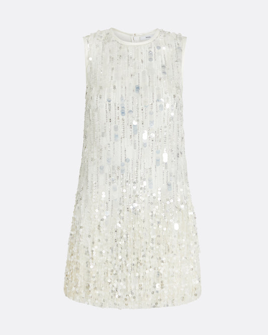 Ariana Short Dress in Ivory with Crystal Embellishment