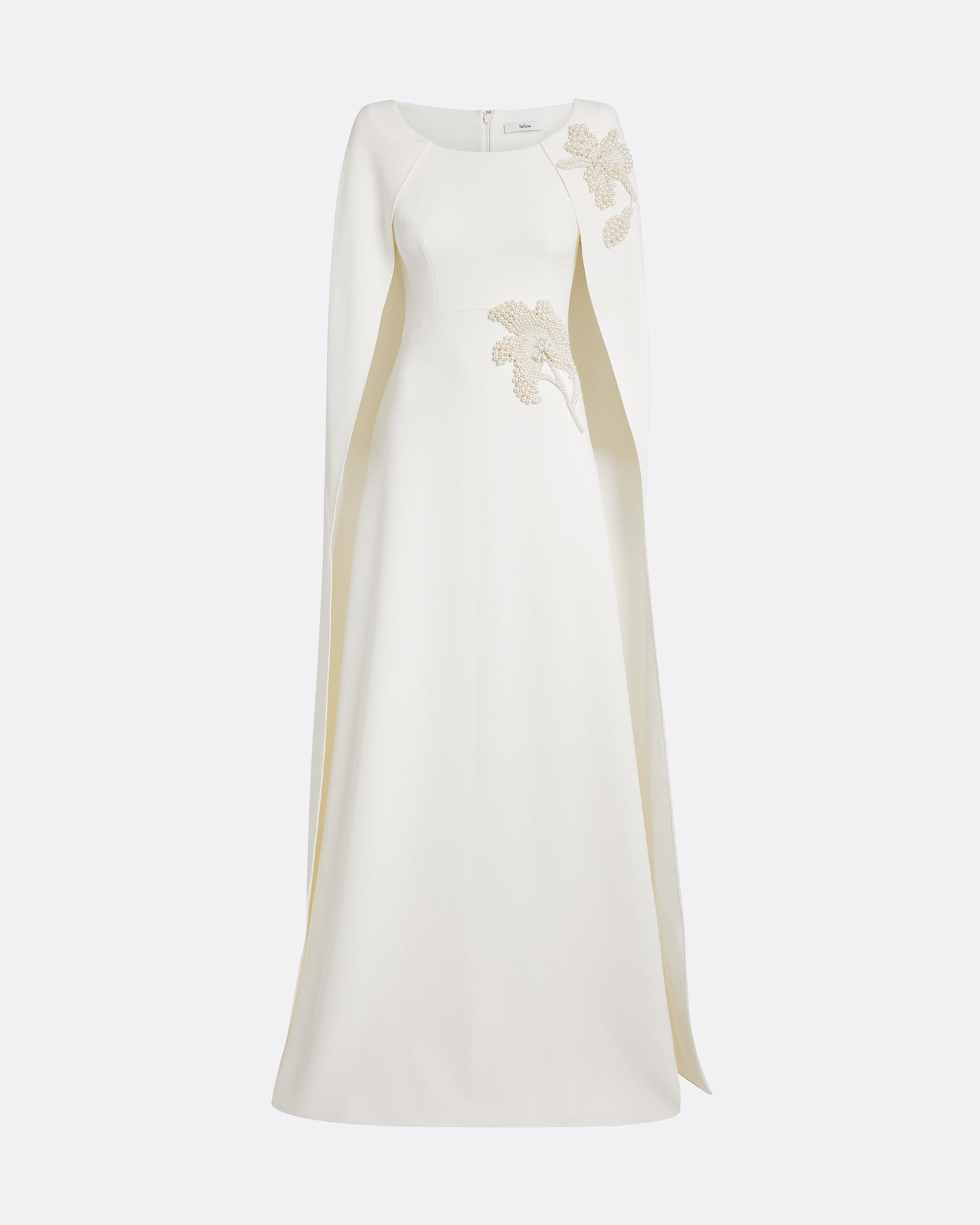 Yuna Long Dress in Ivory with Pearl