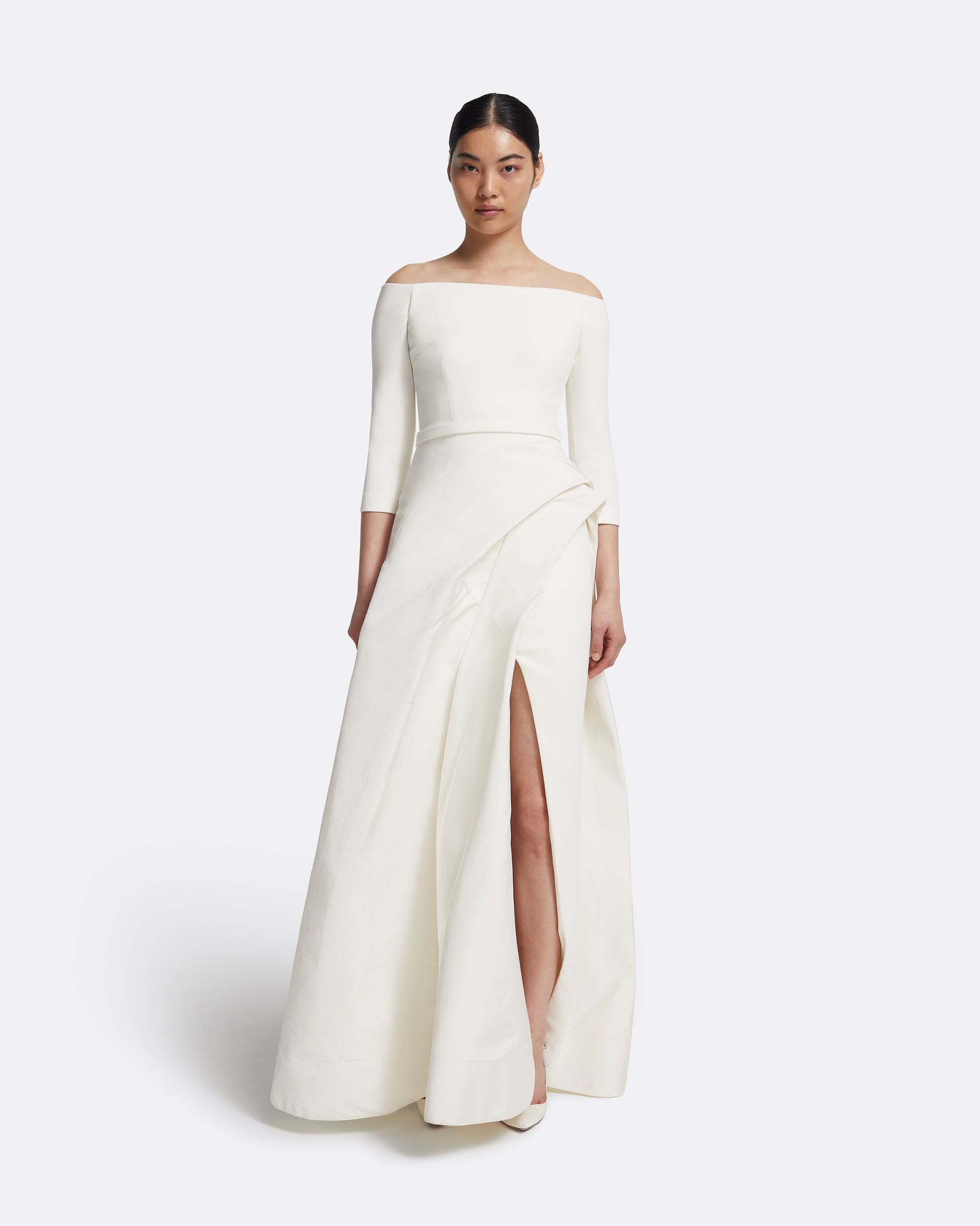 Nila Long Dress in Ivory – Safiyaa London