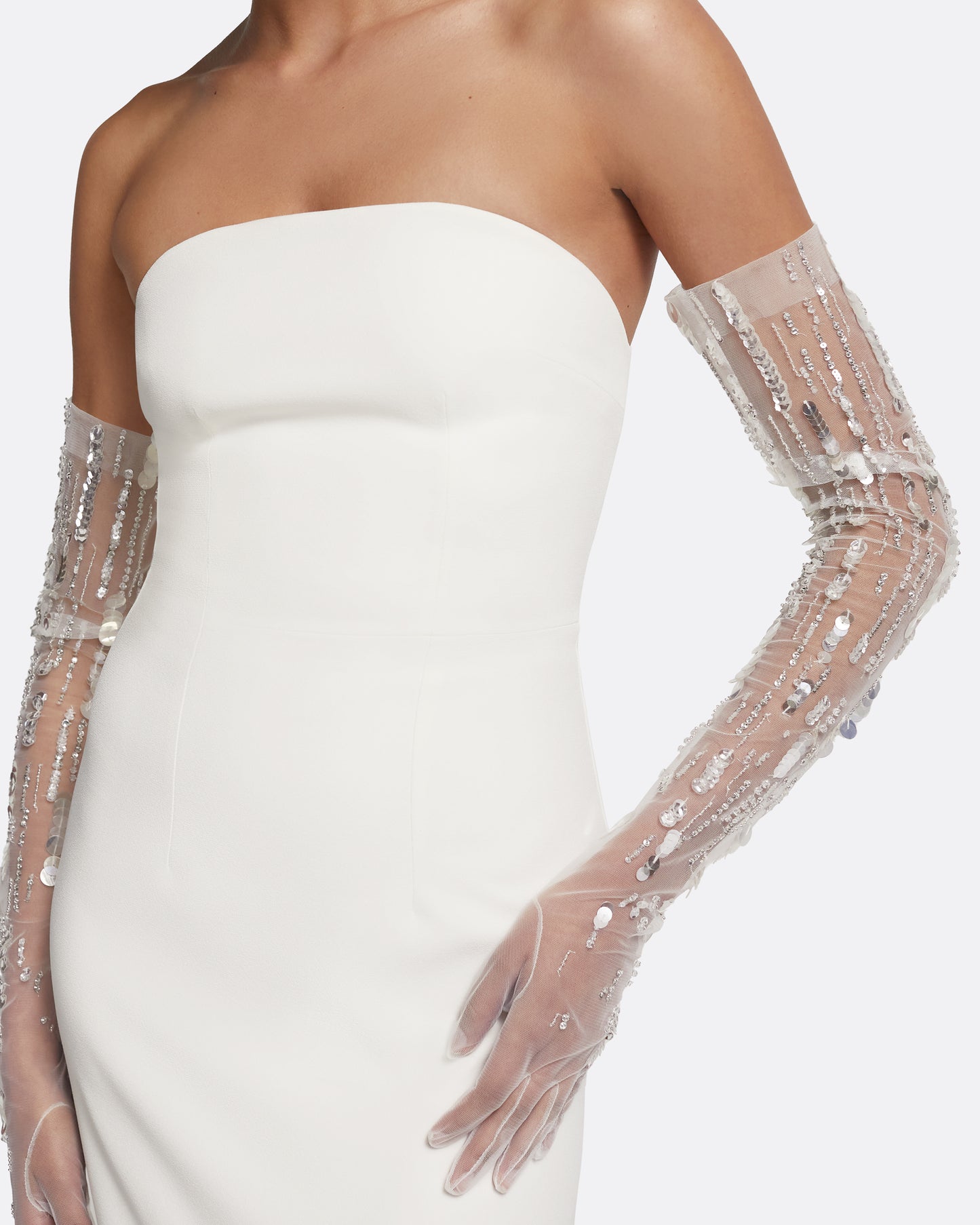 Astin Gloves in Ivory with Crystal Embellishment
