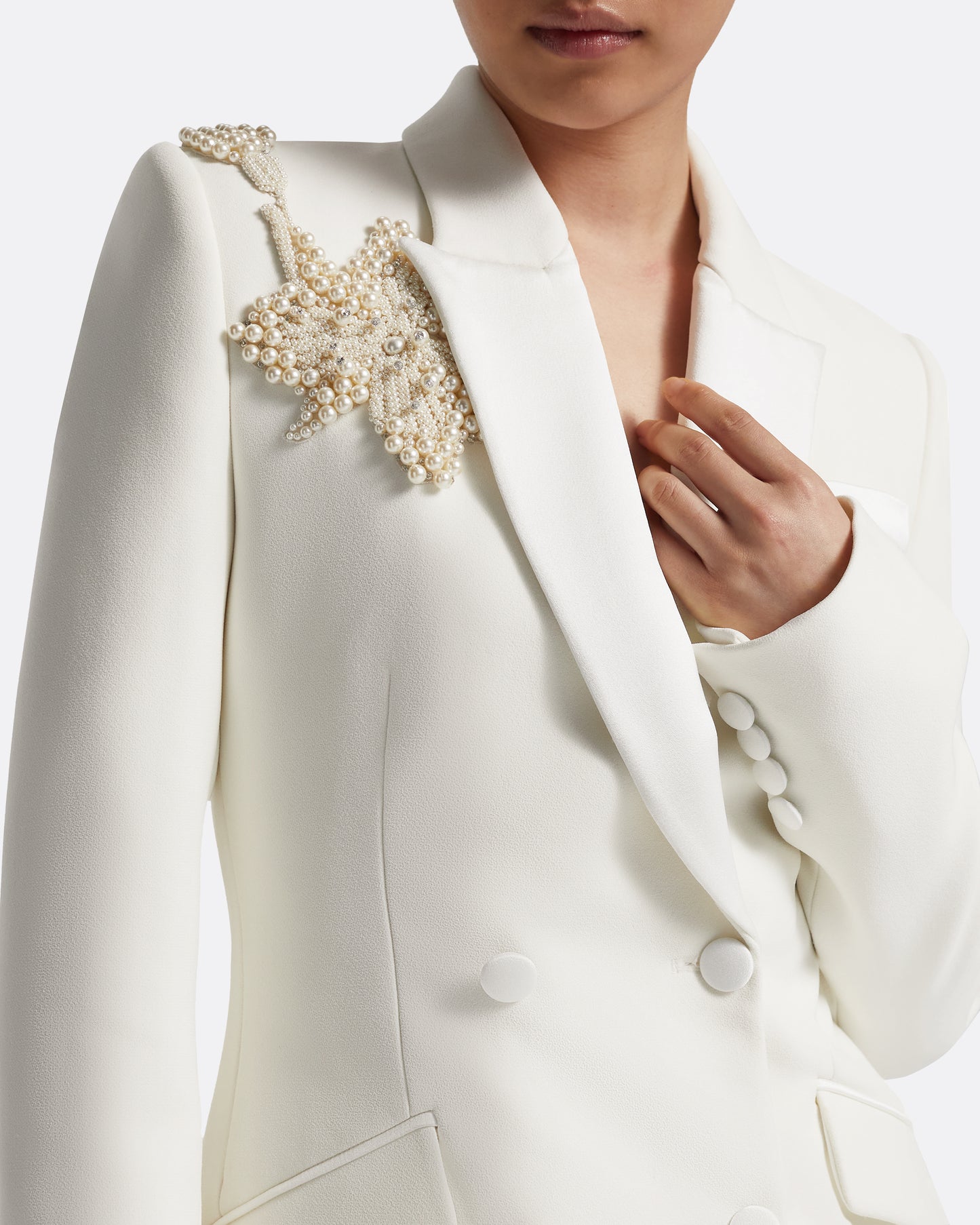 Wynnie Jacket in Ivory with Pearl Embroidery