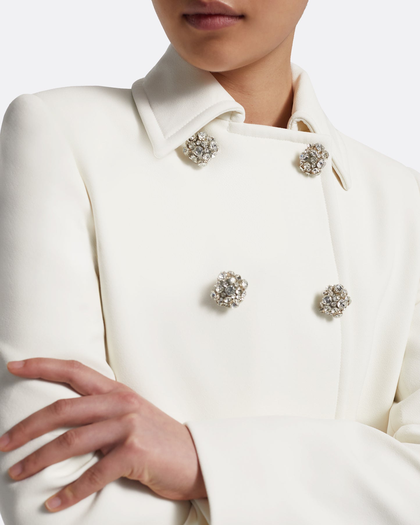 Kota Coat in Ivory with Crystal