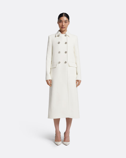 Kota Coat in Ivory with Crystal