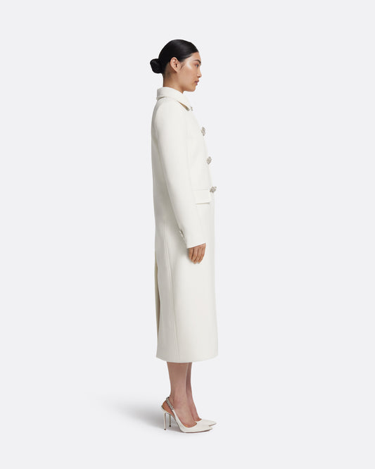 Kota Coat in Ivory with Crystal