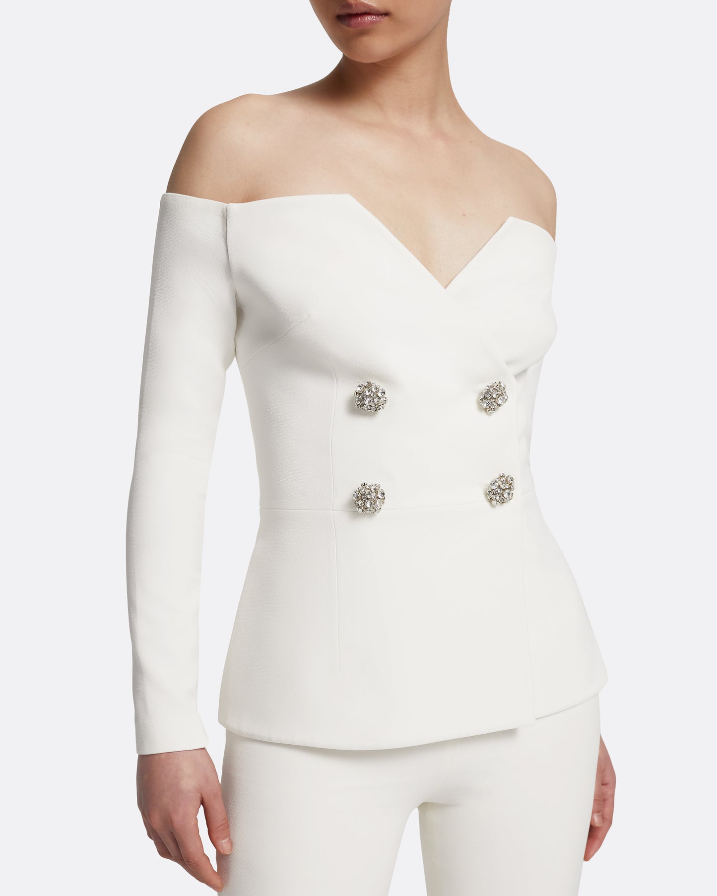 Kamile Jacket in Ivory with Crystal