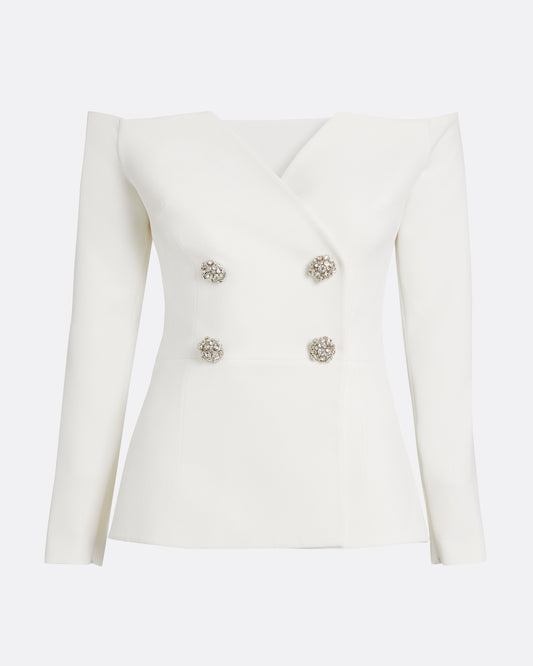 Kamile Jacket in Ivory with Crystal