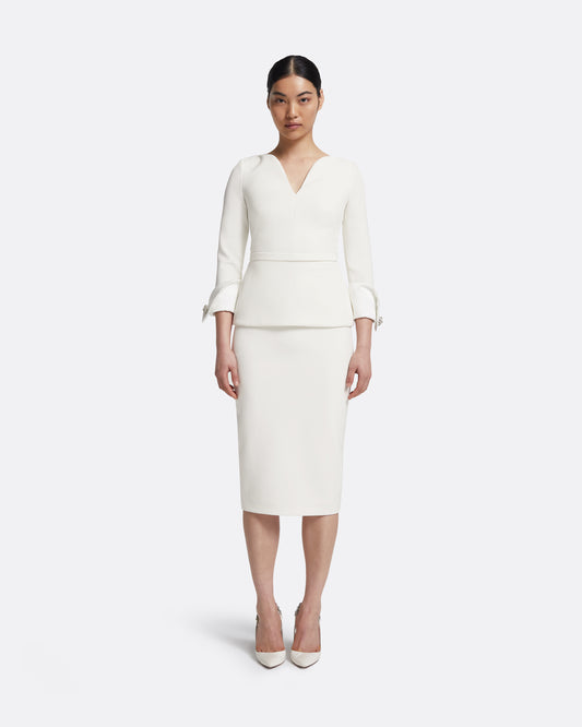 Tinetta Top in Porcelain on Ivory with Crystal Embellishment