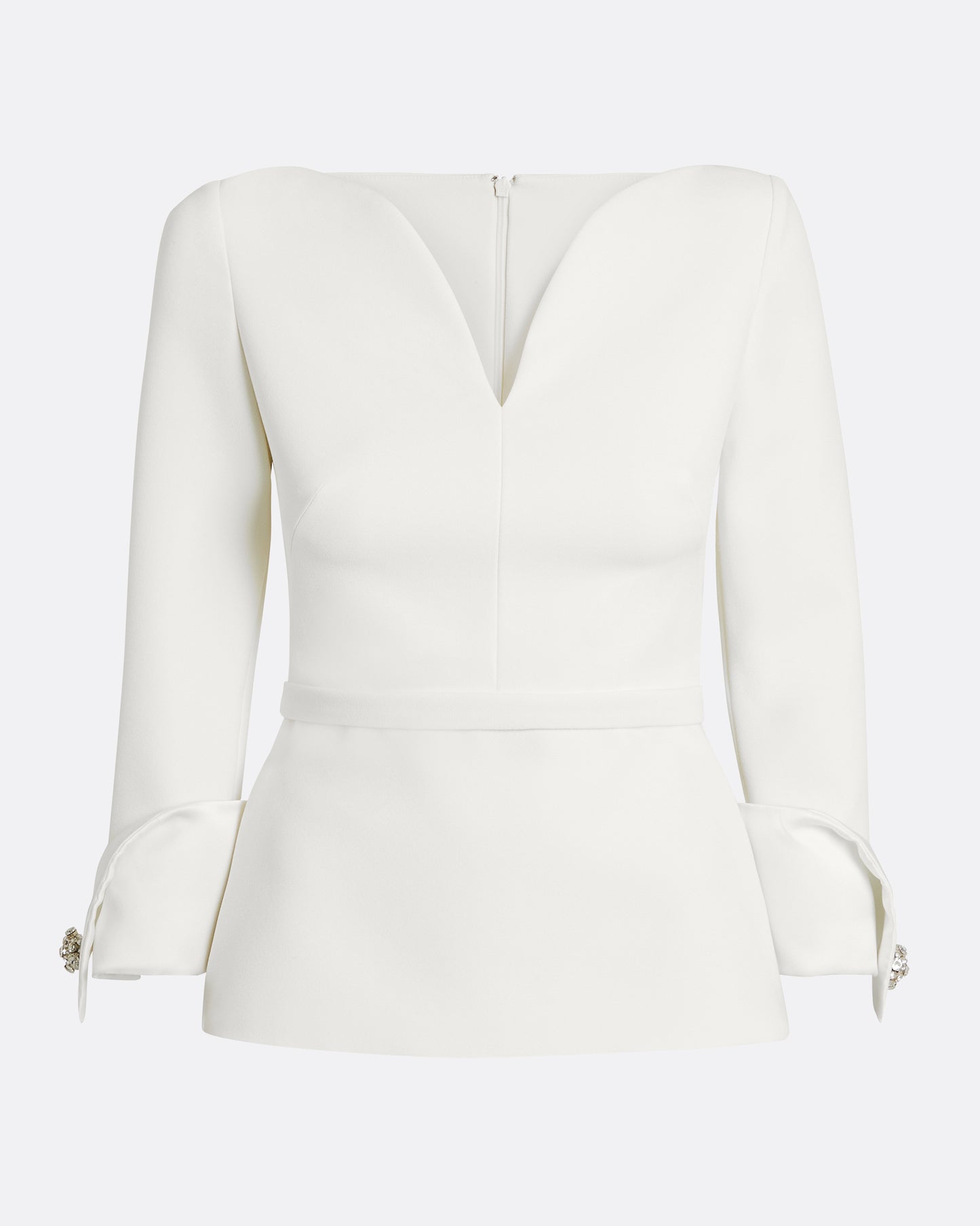 Tinetta Top in Porcelain on Ivory with Crystal Embellishment