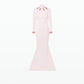 Kamala Pale Pink & Curled Leaf Embroidery Long Dress