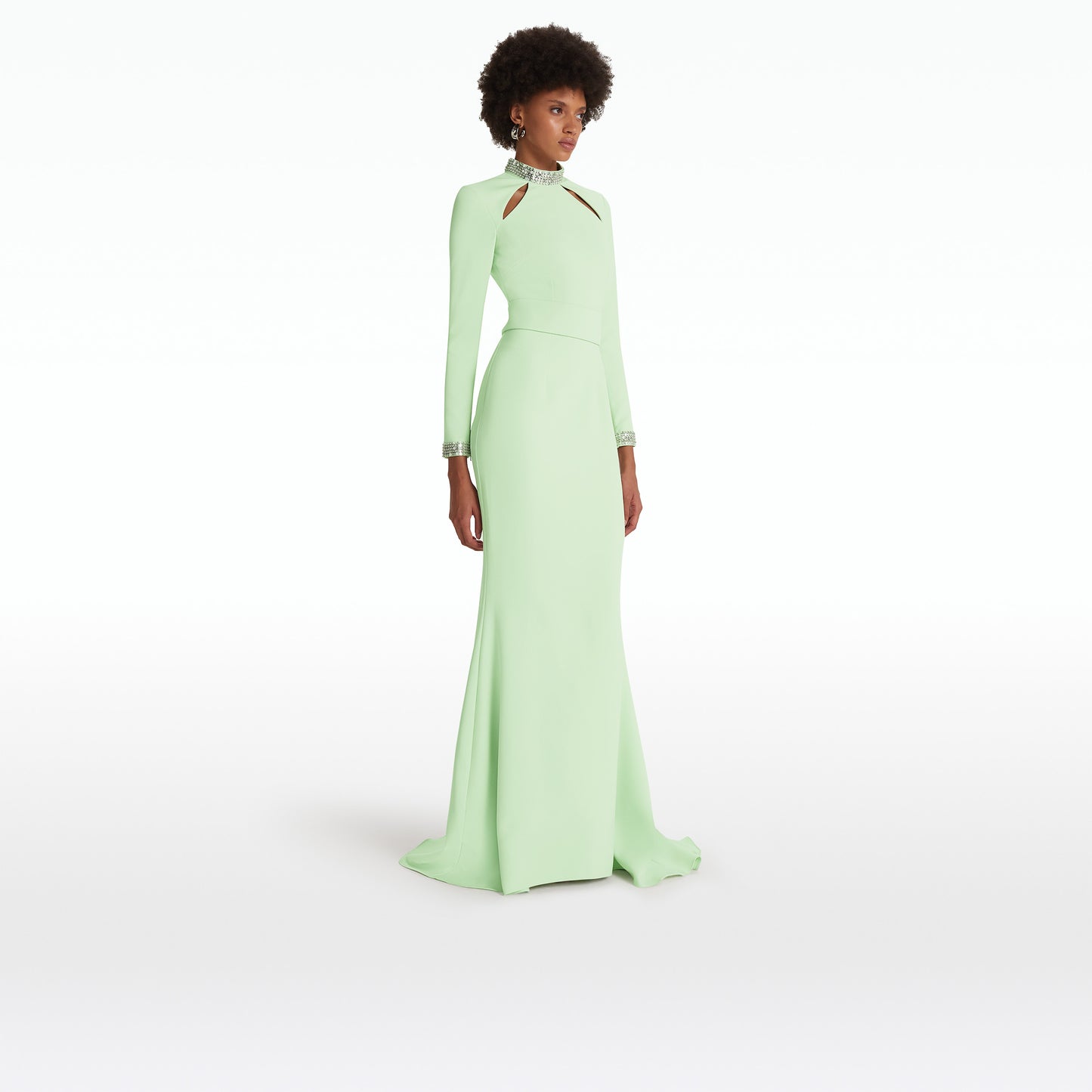 Kamala Aloe & Mirror Disc Embroidery Long Dress