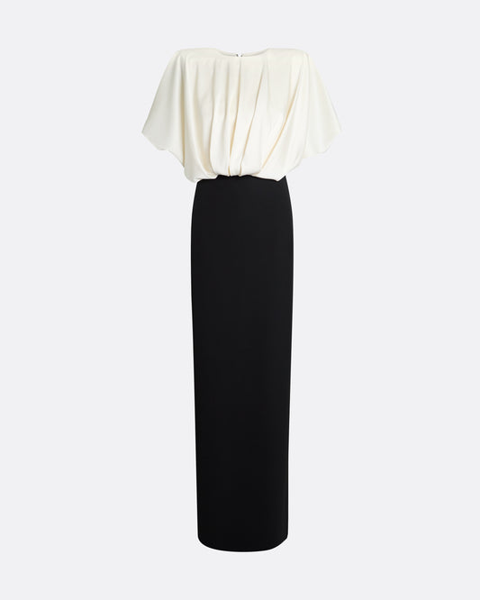 Lucinda Long Dress in Black & Ivory