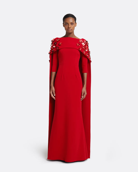red safiyaa dress Holliana satin-trimmed crpe gown in red - Safiyaa