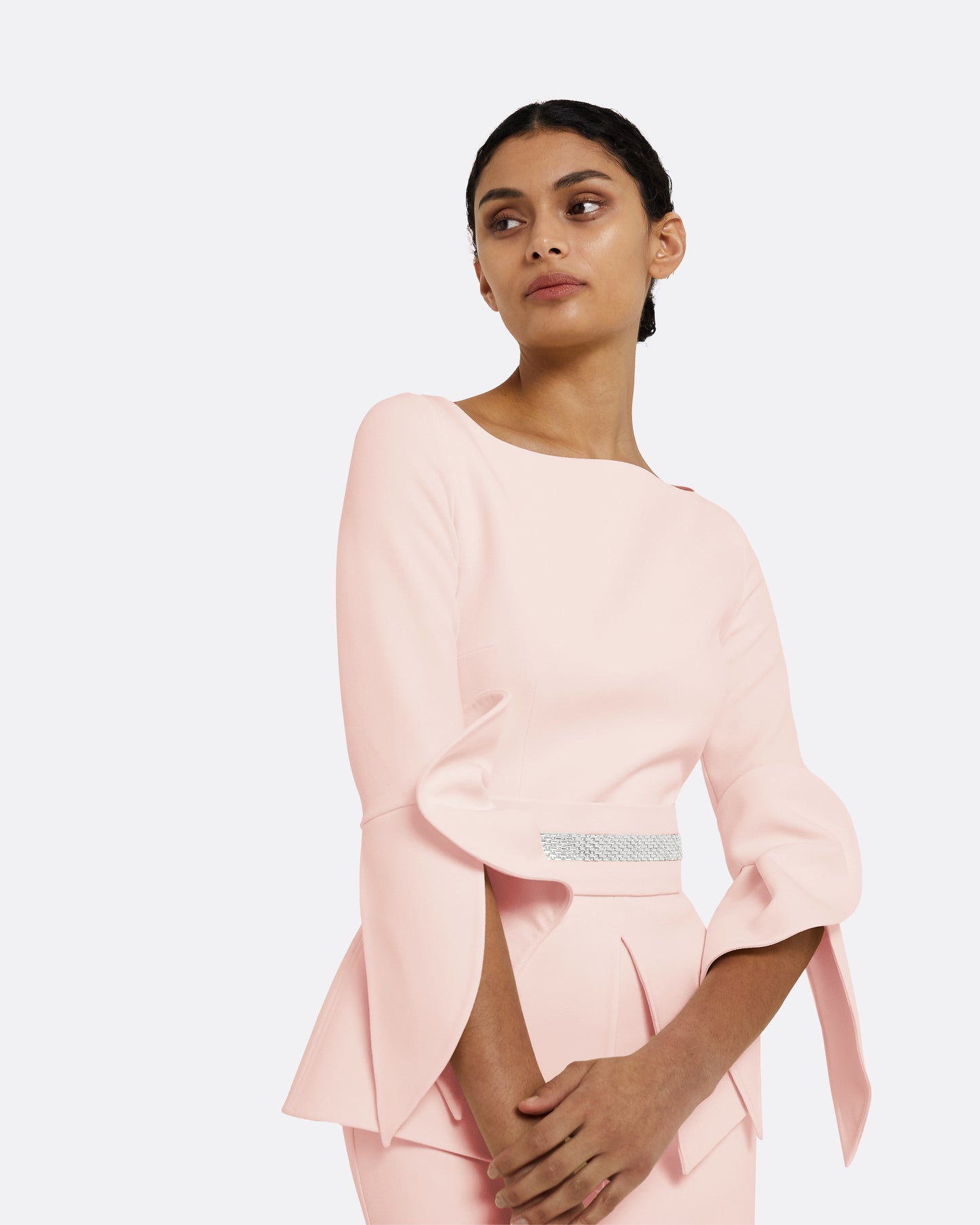 Alondra Pale Pink Midi Dress