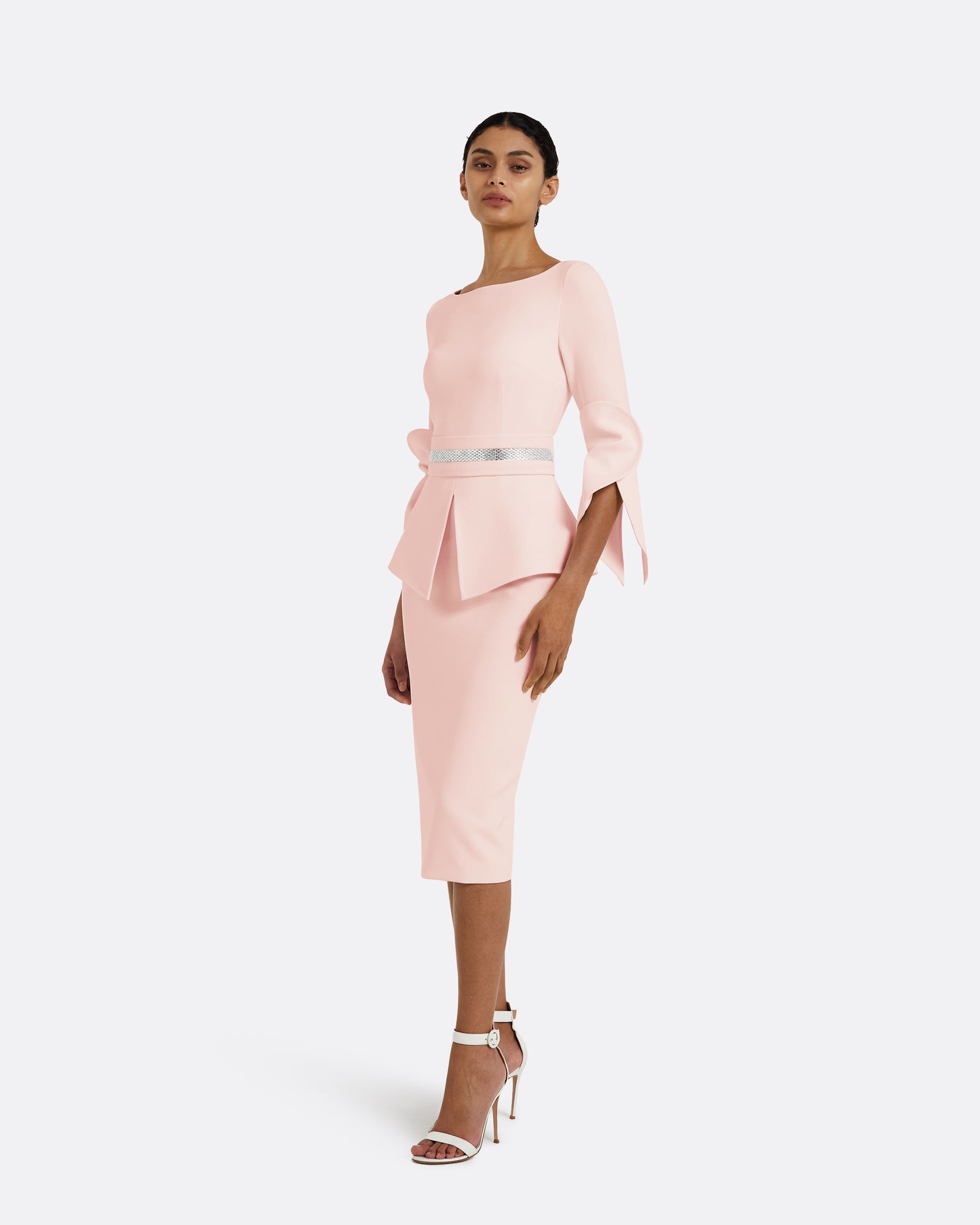 Alondra Pale Pink Midi Dress