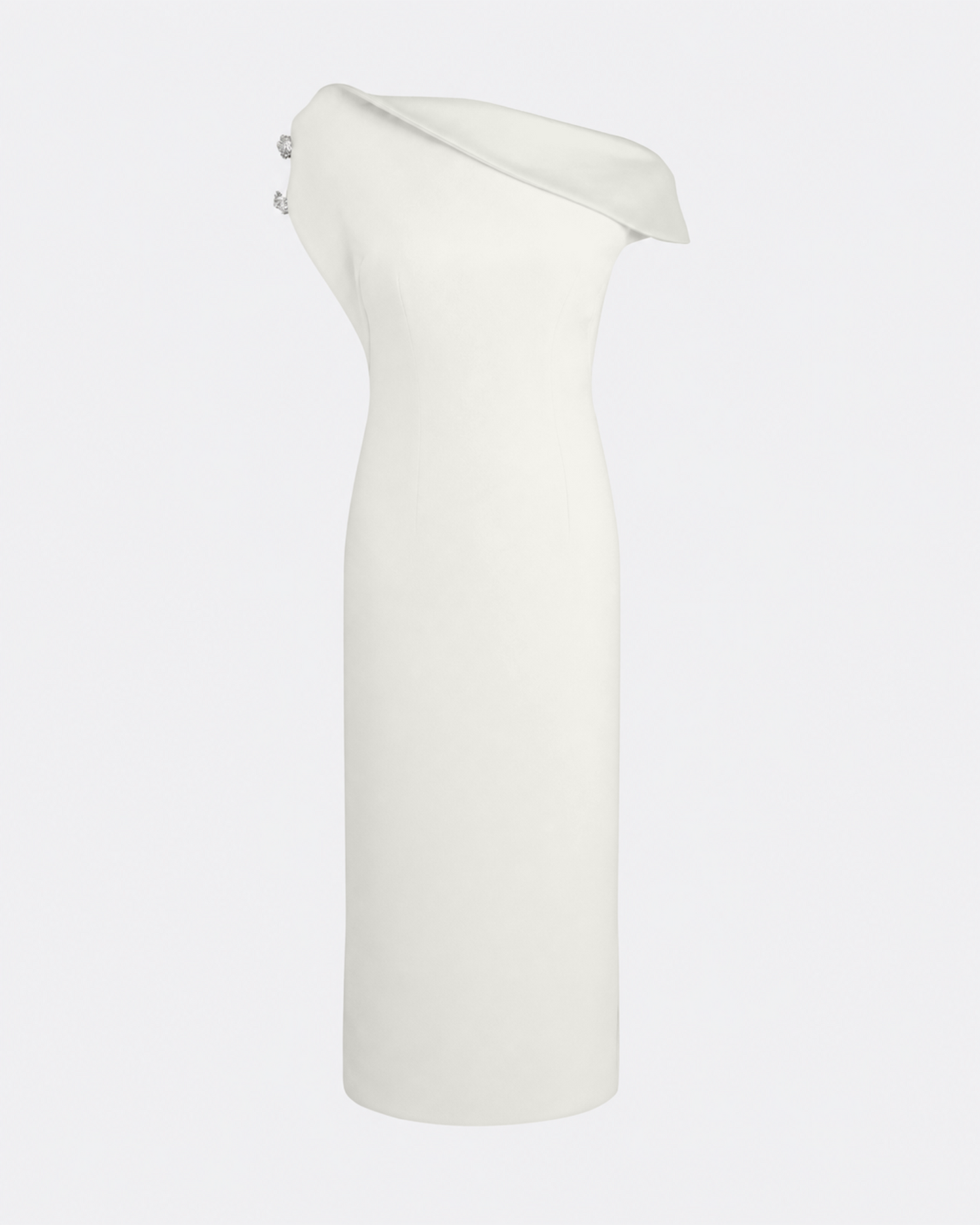 Reina Midi Dress in Ivory with Crystal