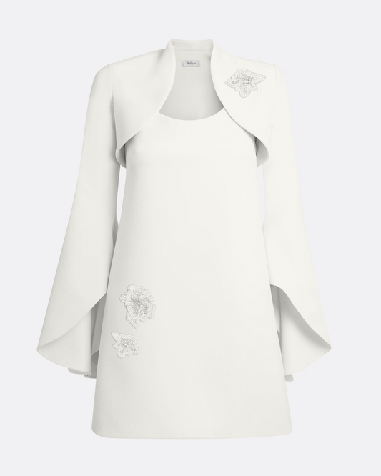 Areli Mini Dress with Harness in Ivory with Pearl