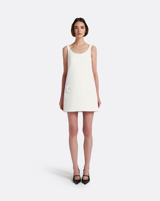 Areli Mini Dress with Harness in Ivory with Pearl