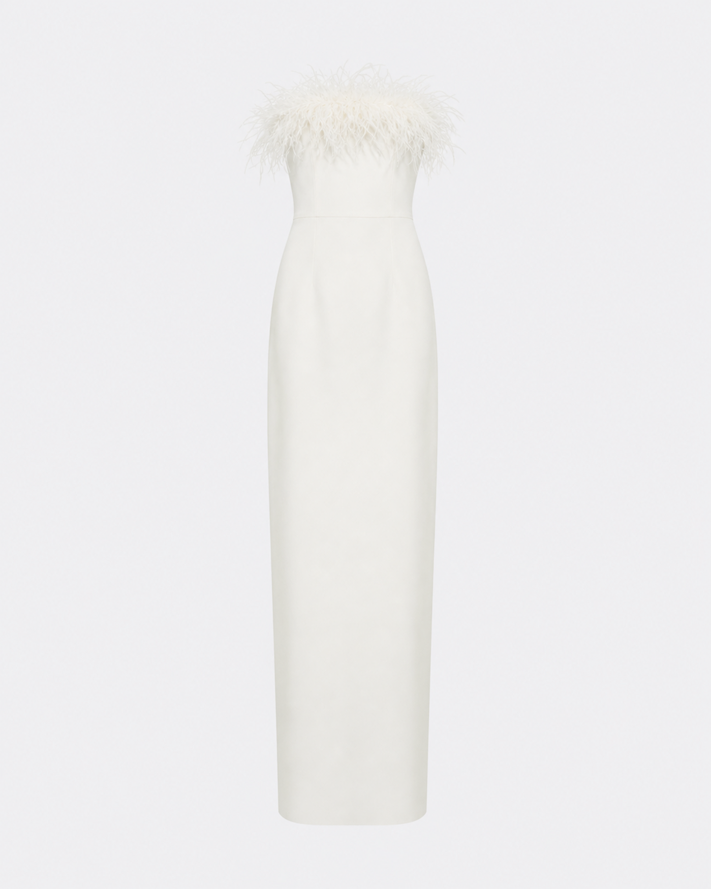 Azrael Long Dress in Ivory with Feathers