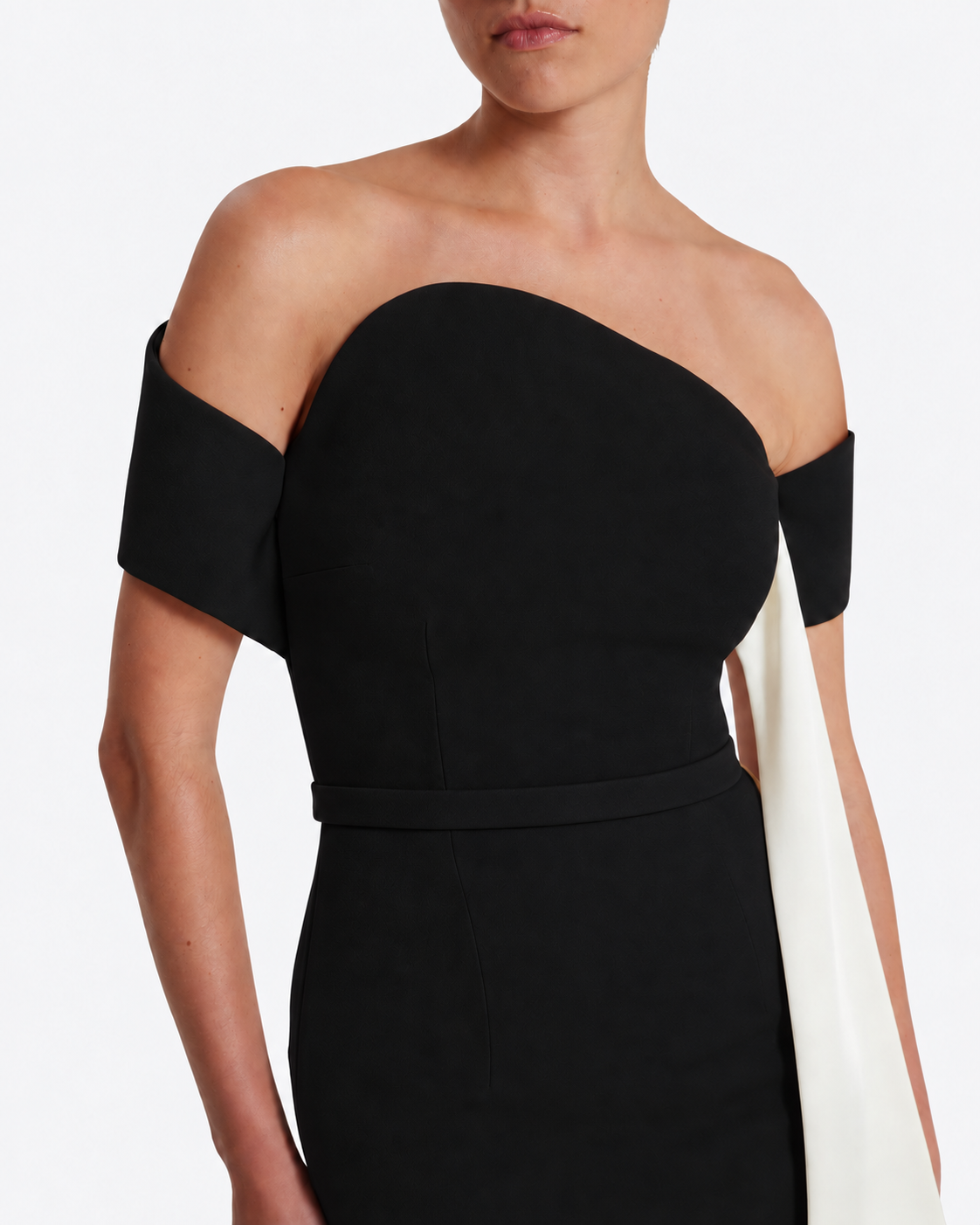 Giorgia Long Dress in Black & Ivory