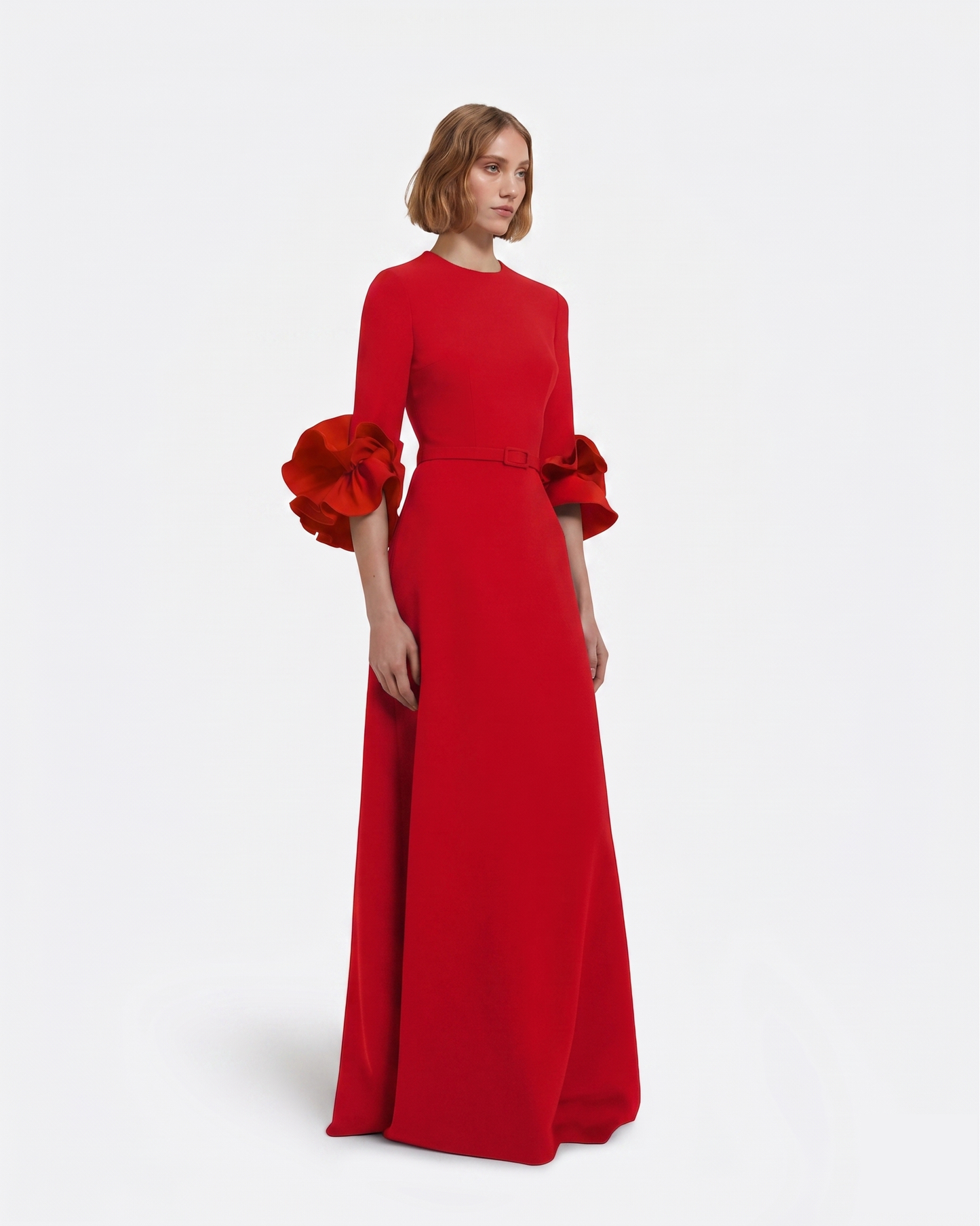Belen Long Dress in Cherry Red