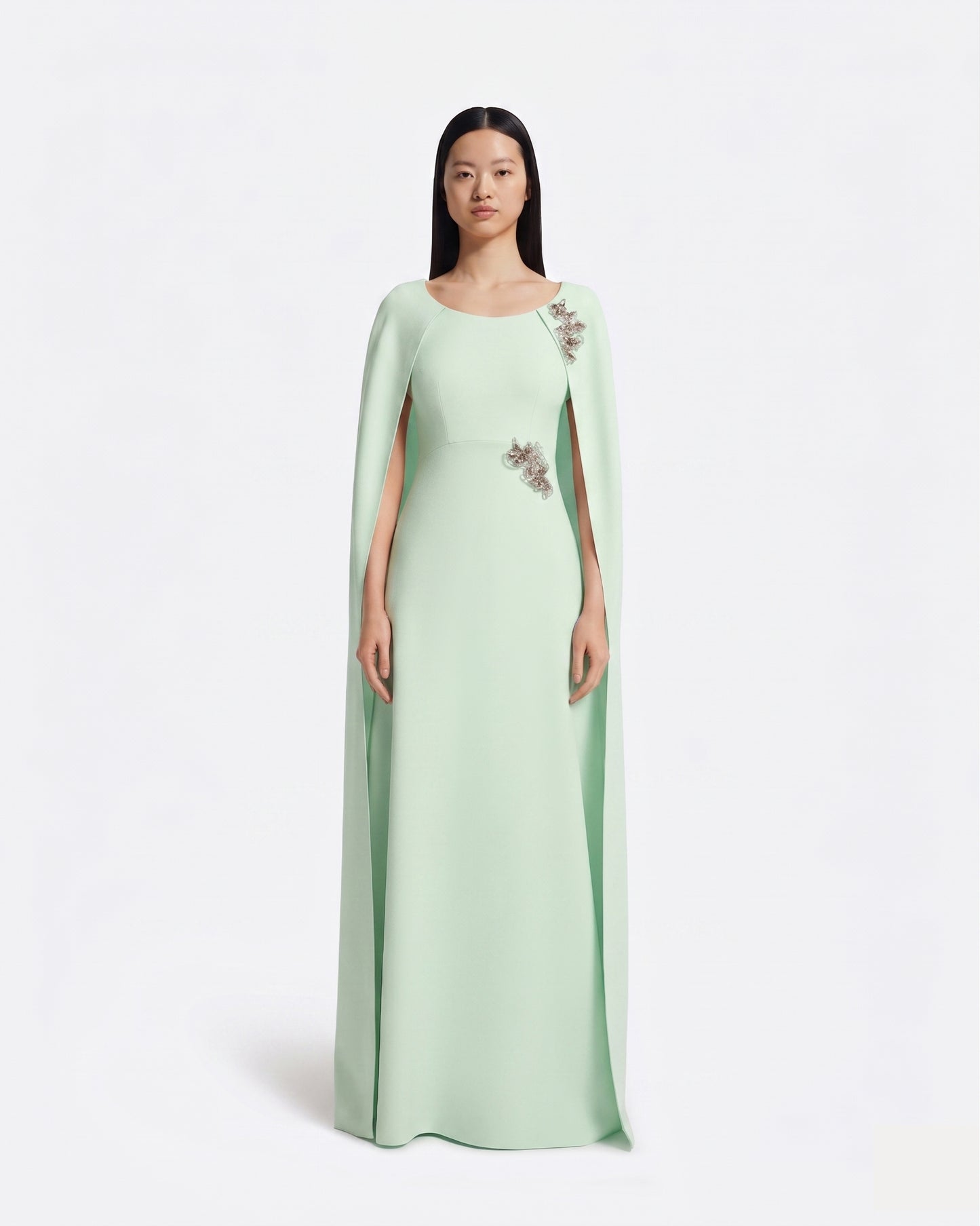 Yuna Long Dress in Sea Glass with Silver