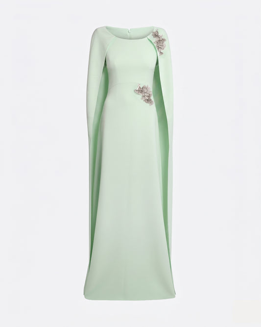 Yuna Long Dress in Sea Glass with Silver