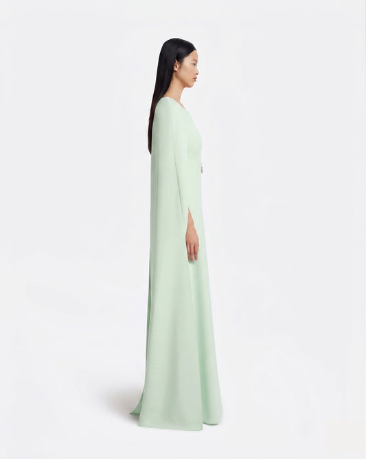 Yuna Long Dress in Sea Glass with Silver